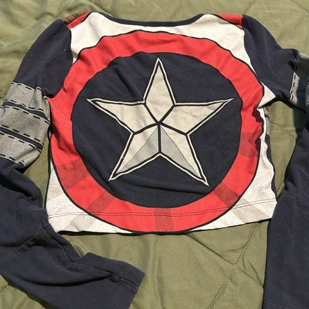 Long Sleeve Captain America Crop Top shirt - Picture 3 of 3